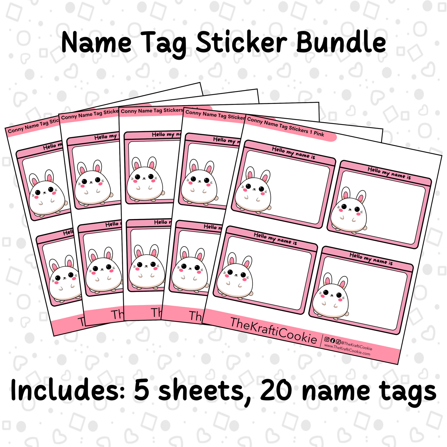 Kawaii Bunny Name Tag Stickers 1