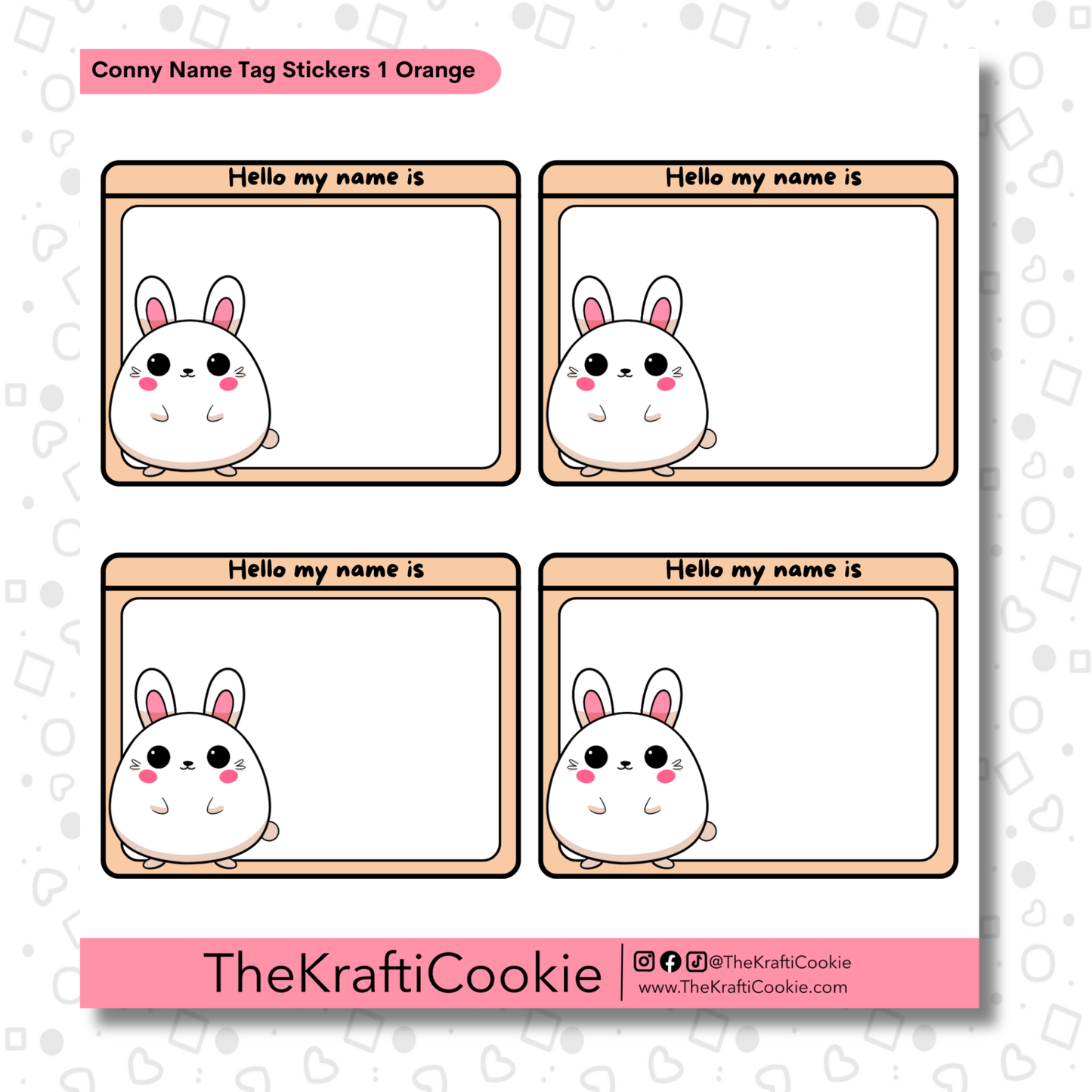 Kawaii Bunny Name Tag Stickers 1