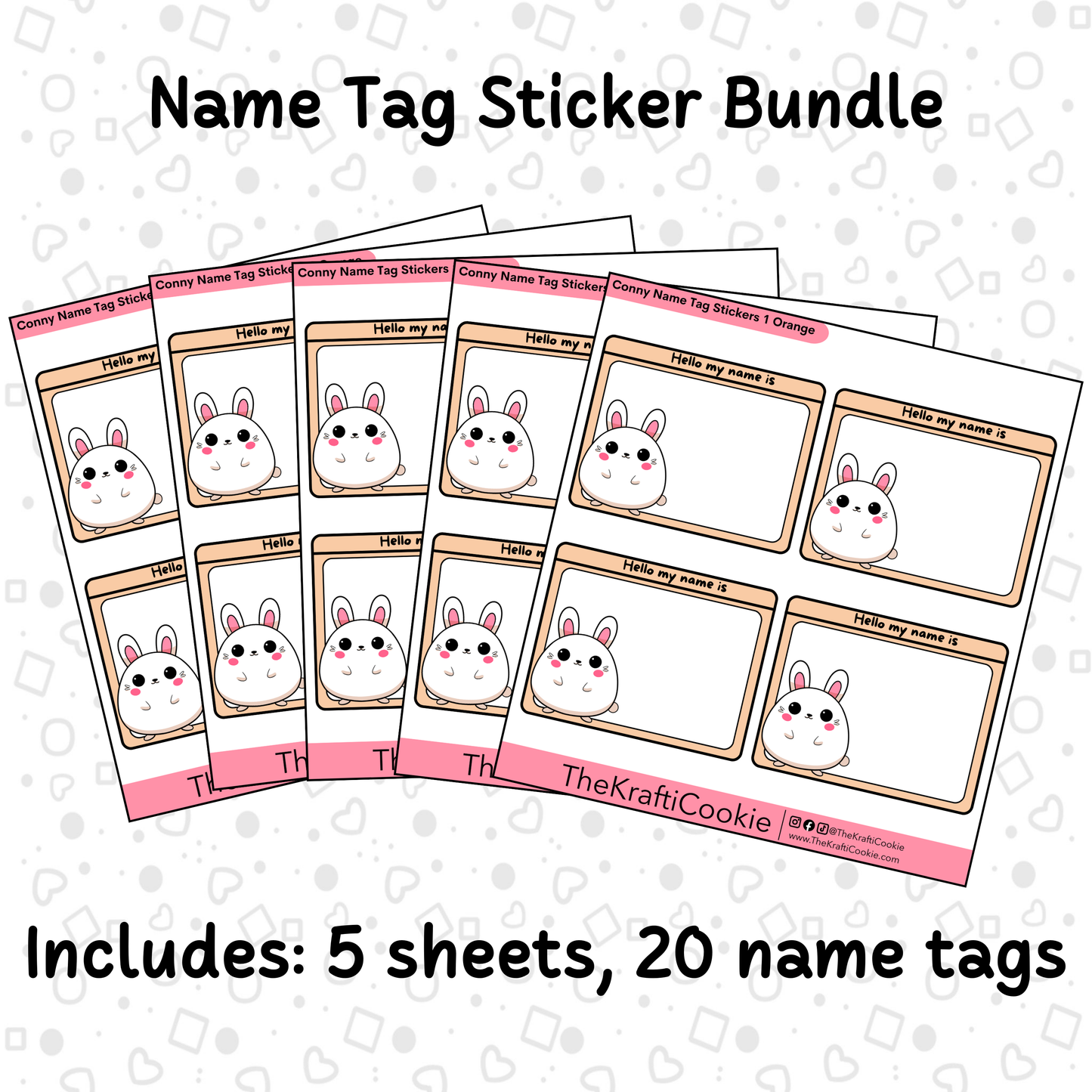 Kawaii Bunny Name Tag Stickers 1