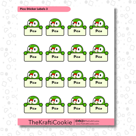 Kawaii Parrot Kid Name Sticker Labels 2