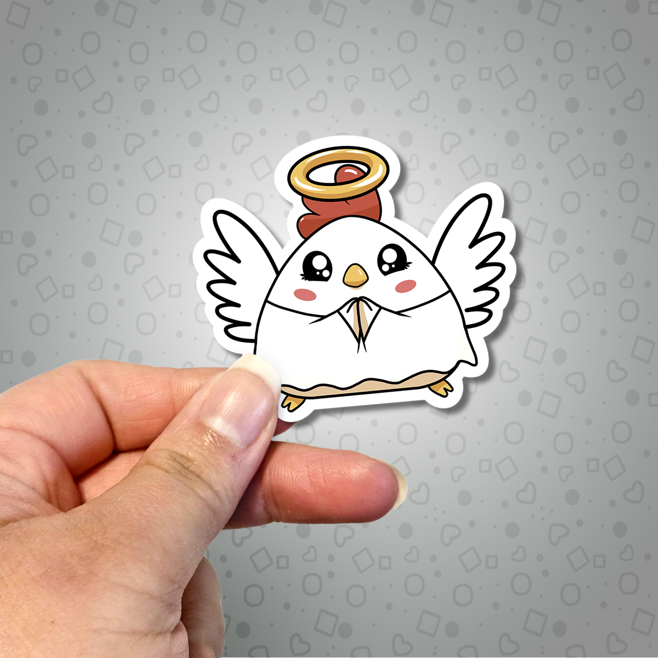 Kawaii Halloween Angel Chicken Sticker