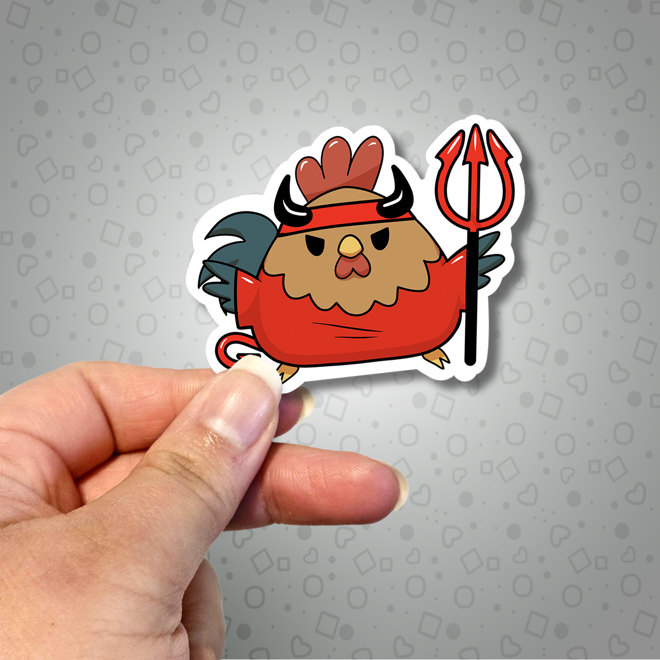 Kawaii Halloween Devil Rooster Sticker