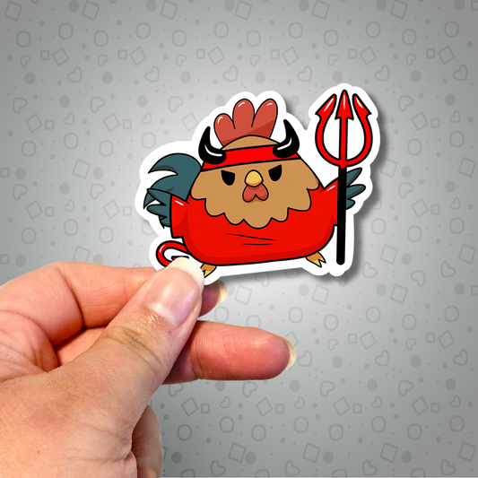 Kawaii Halloween Devil Rooster Sticker