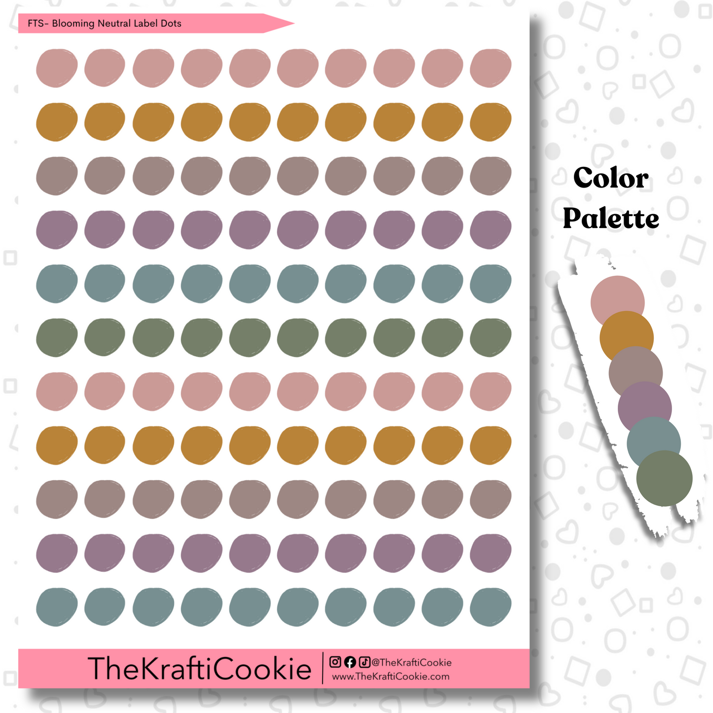 Blooming Neutral Functional Label Planner Dots