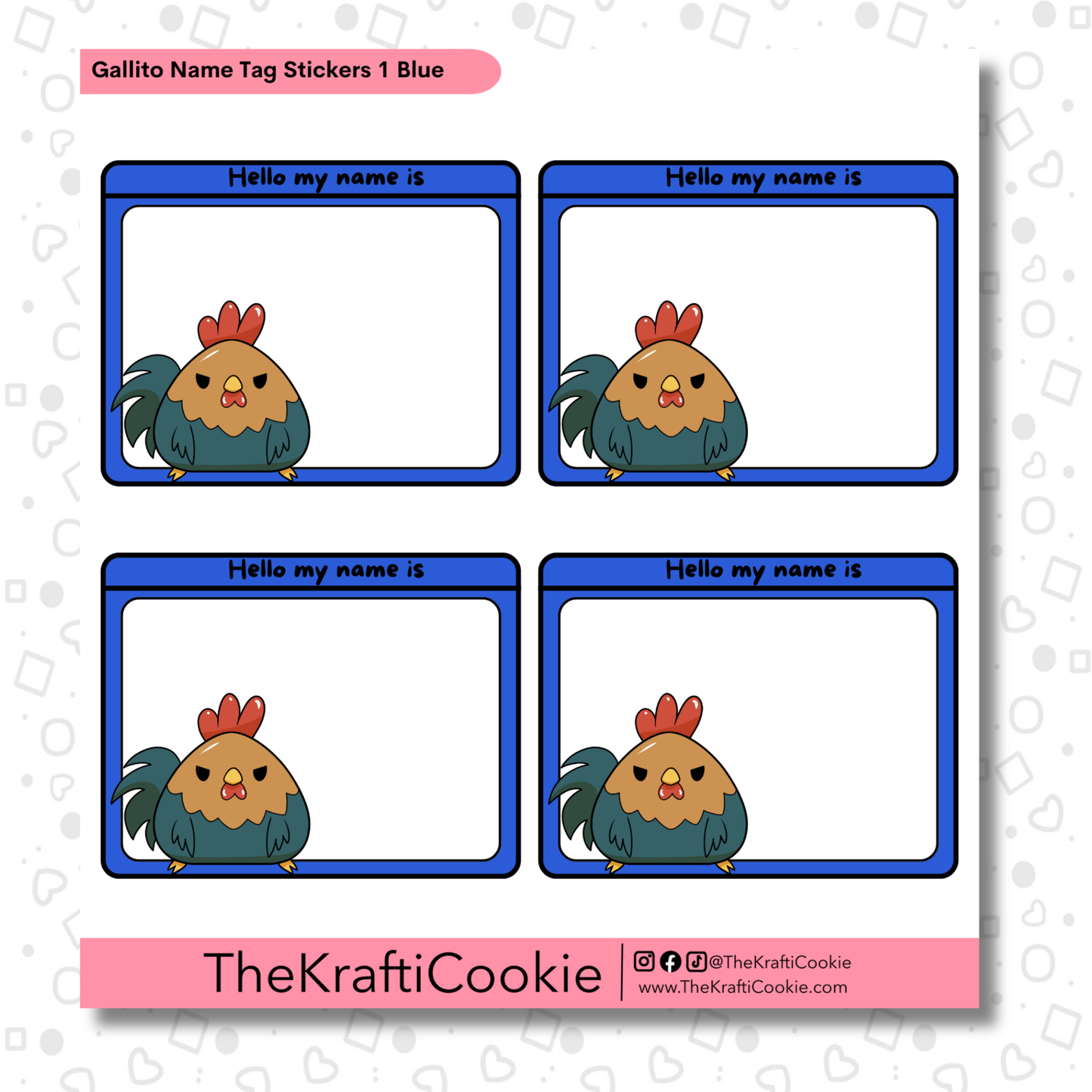 Kawaii Rooster Name Tag Stickers 1