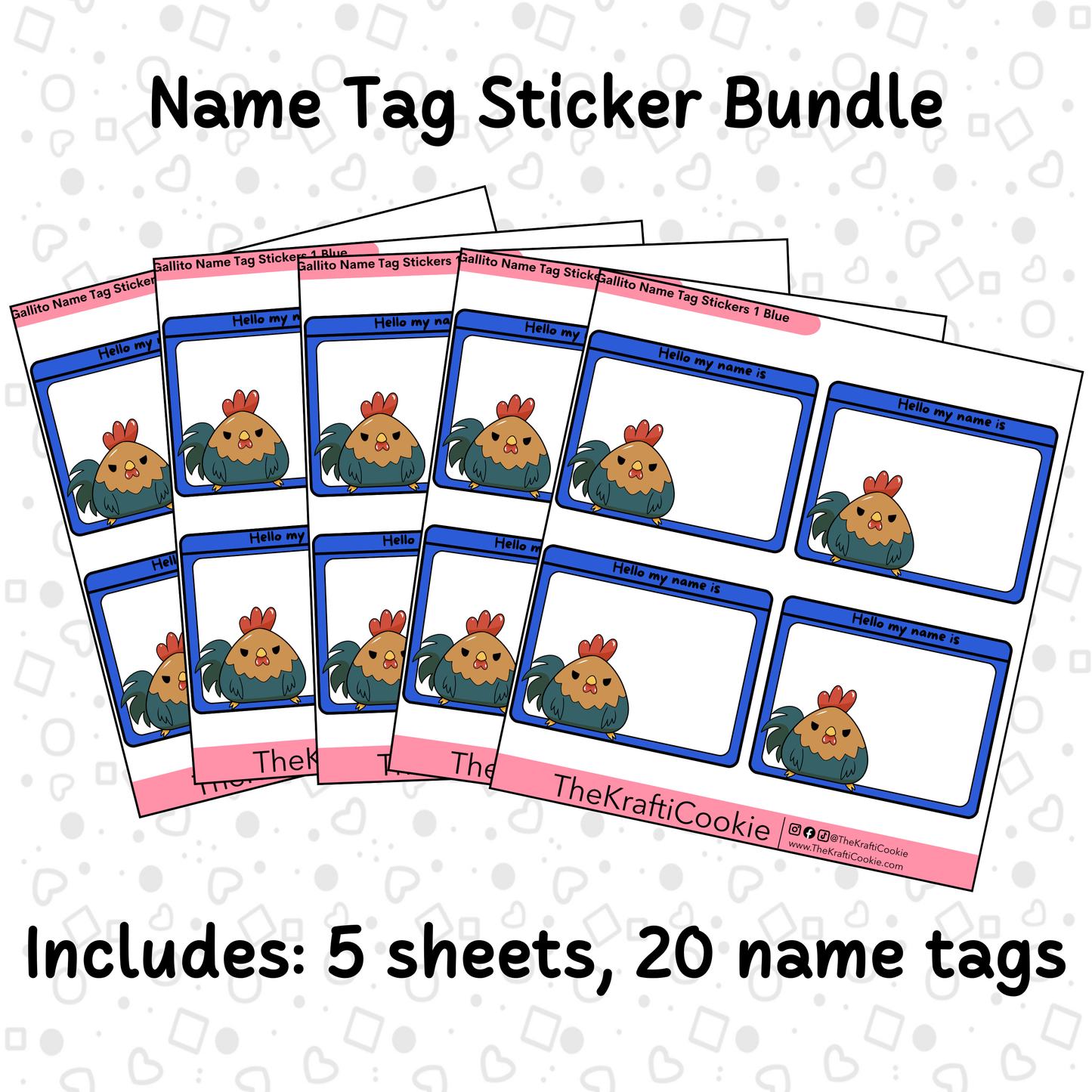 Kawaii Rooster Name Tag Stickers 1