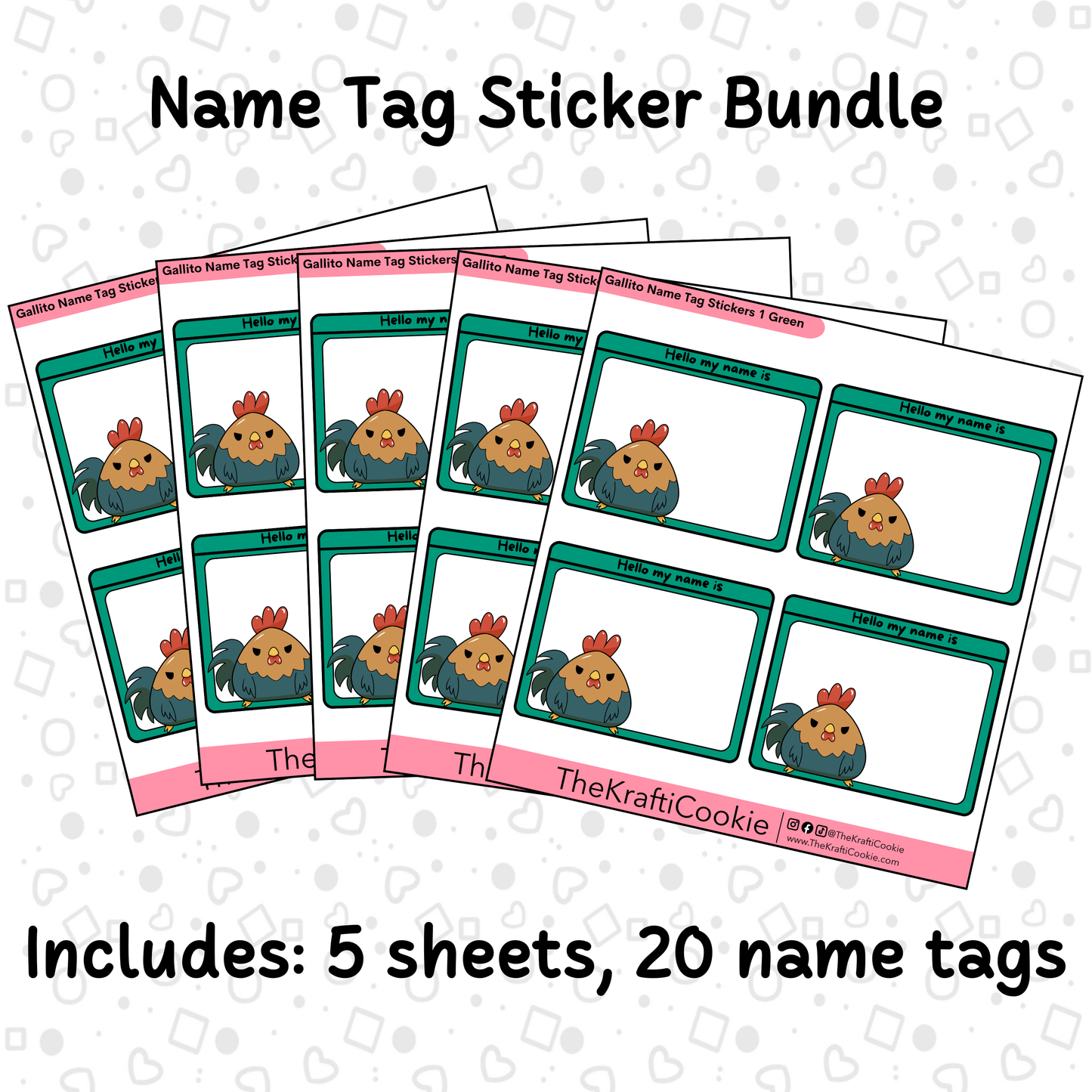 Kawaii Rooster Name Tag Stickers 1