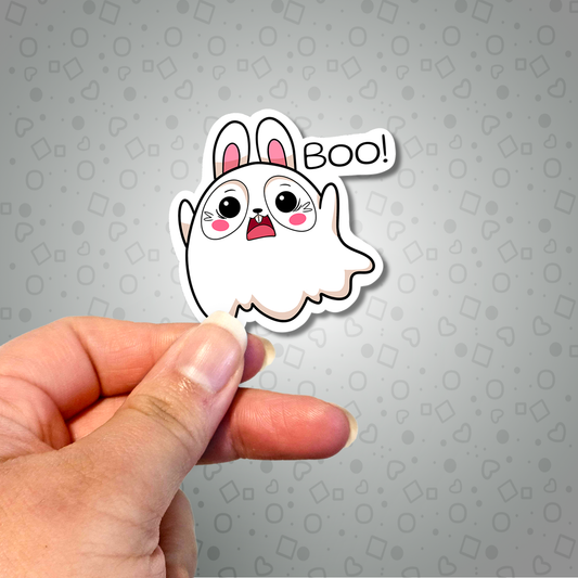 Kawaii Halloween Bunny Ghost Boo Sticker