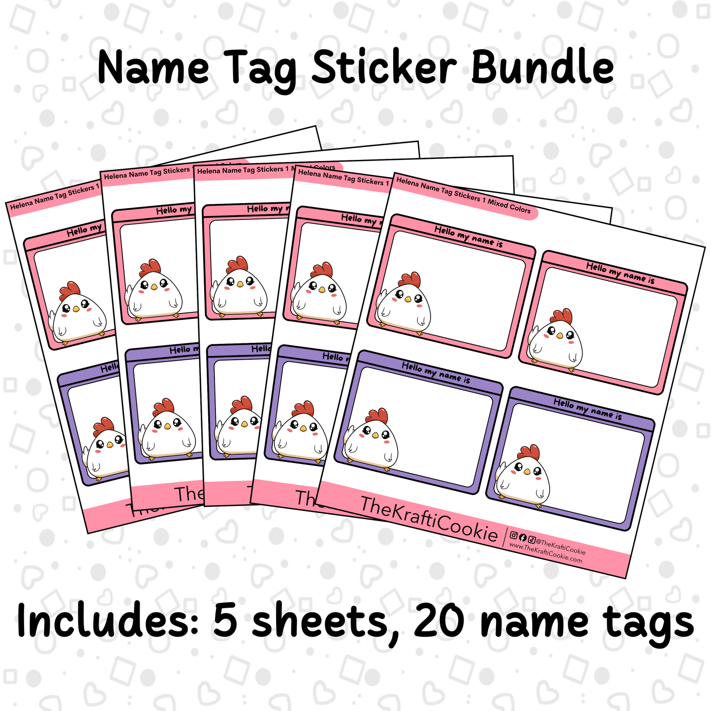 Kawaii Chicken Name Tag Stickers 1