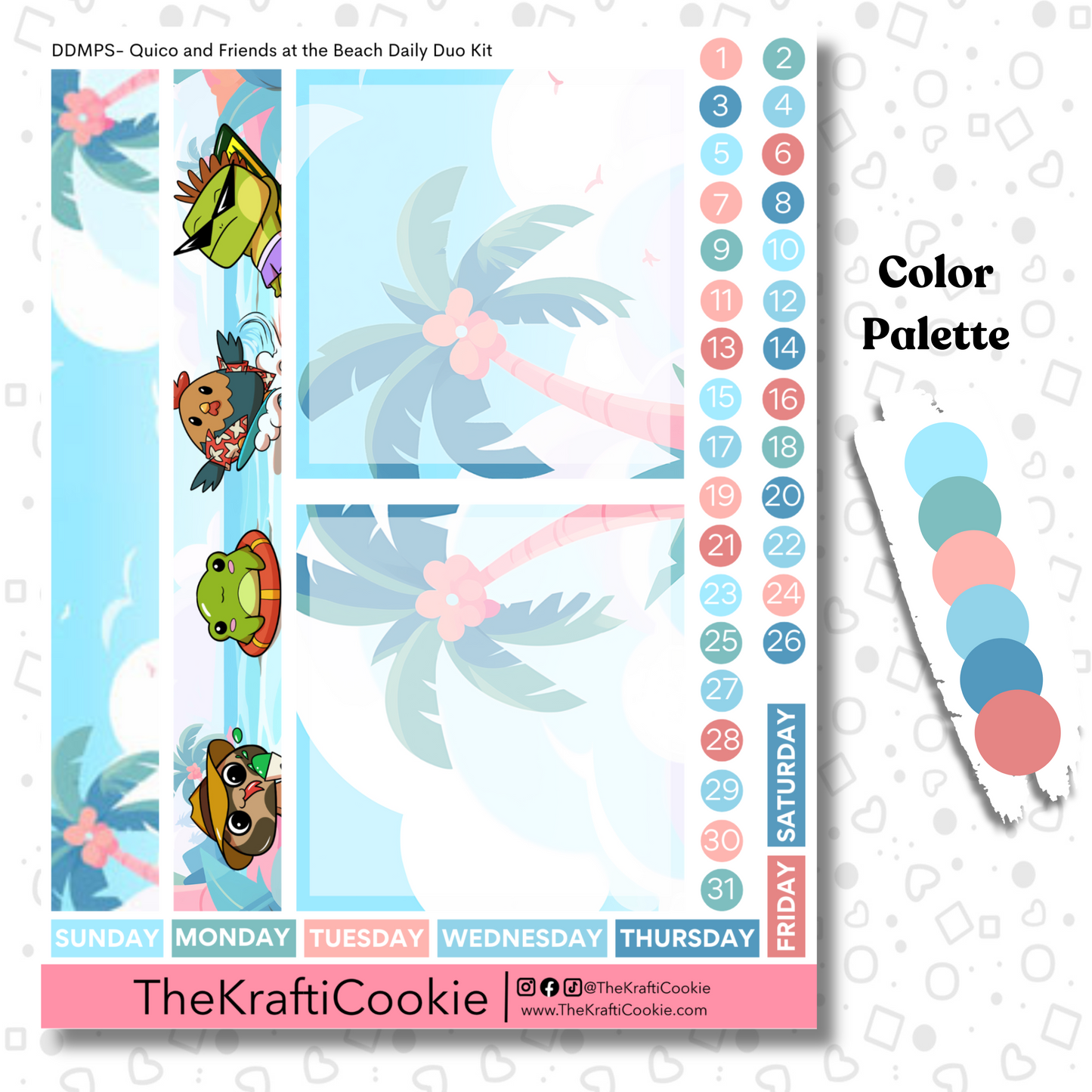 Summer Quico and Friends at the Beach Daily Duo 7x9 Planner Kit