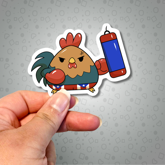 Kawaii Puerto Rico Boxing Rooster Sticker