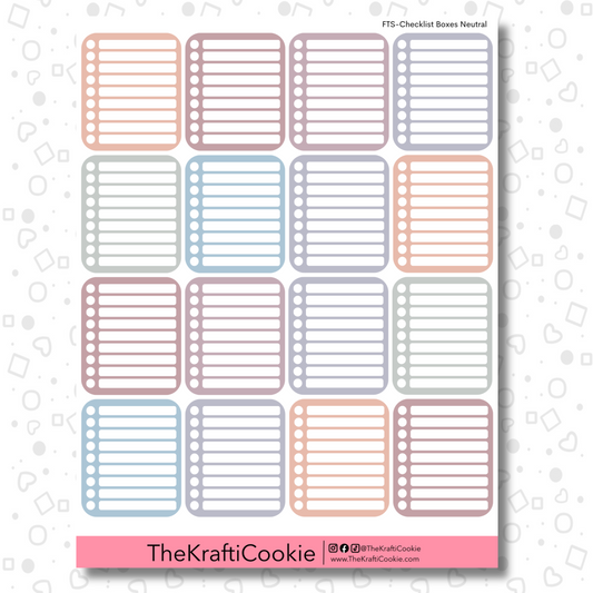 Neutral EC Checklist Boxes Sticker Sheet