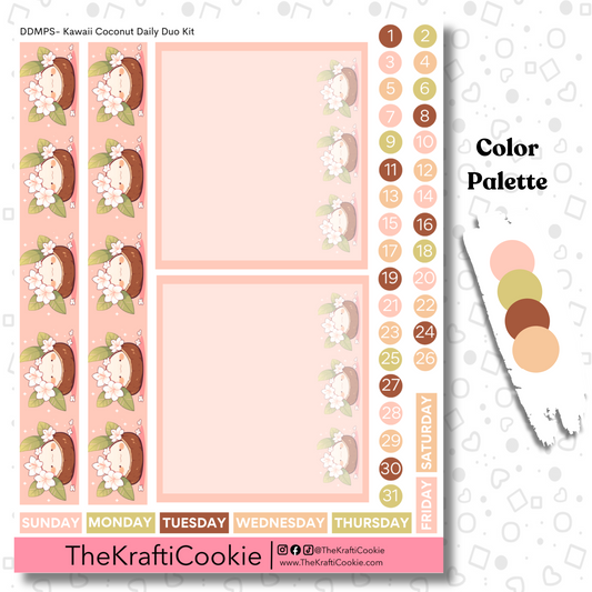 Kawaii Coconut Daily Duo 7x9 Planner Kit