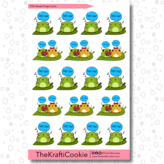 Kawaii Coqui Frog Decorative Sticker Icons