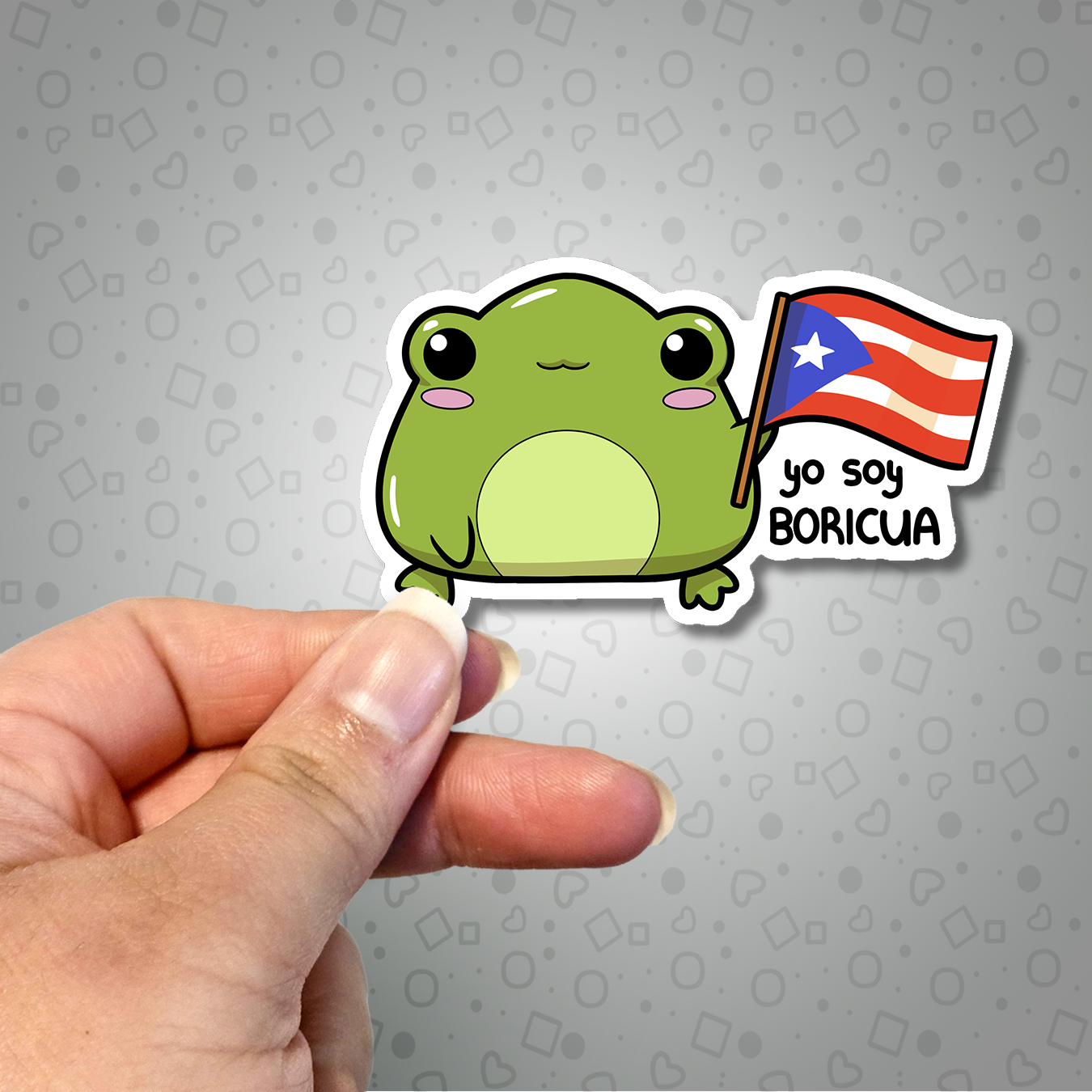 Kawaii Coquí with Yo Soy Boricua Flag Sticker