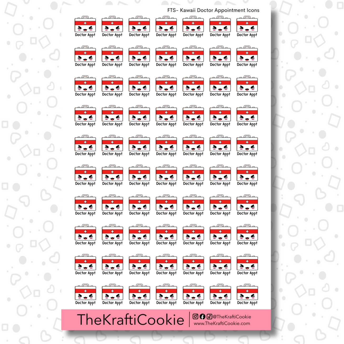 Kawaii Doctor Appointments Icons EC Sticker Sheet