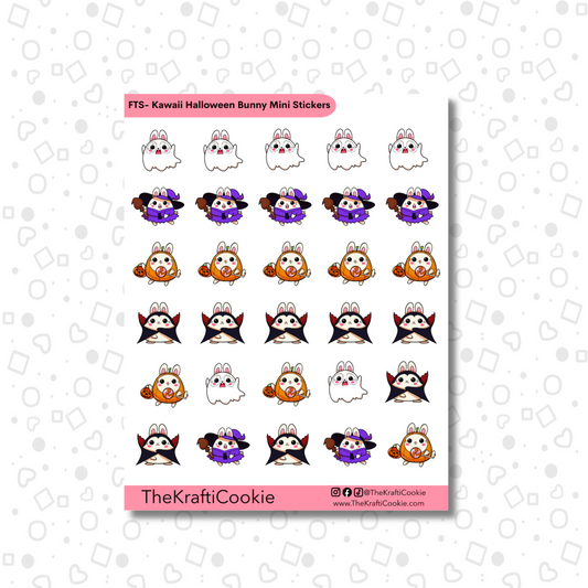 Kawaii Halloween Bunny Decorative Sticker Sheet