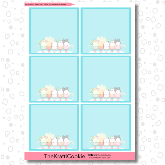 Kawaii Ice Cream Popsicle Daily Duo 7x9 Note Boxes