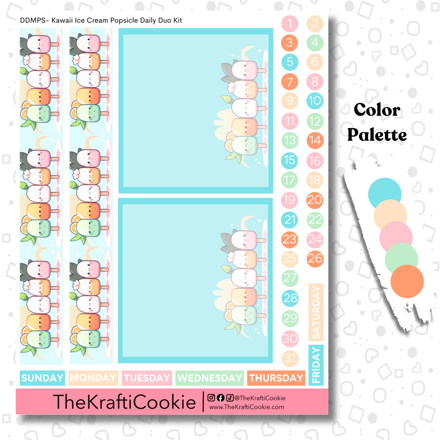 Kawaii Ice Cream Popsicle Daily Duo 7x9 Planner Kit