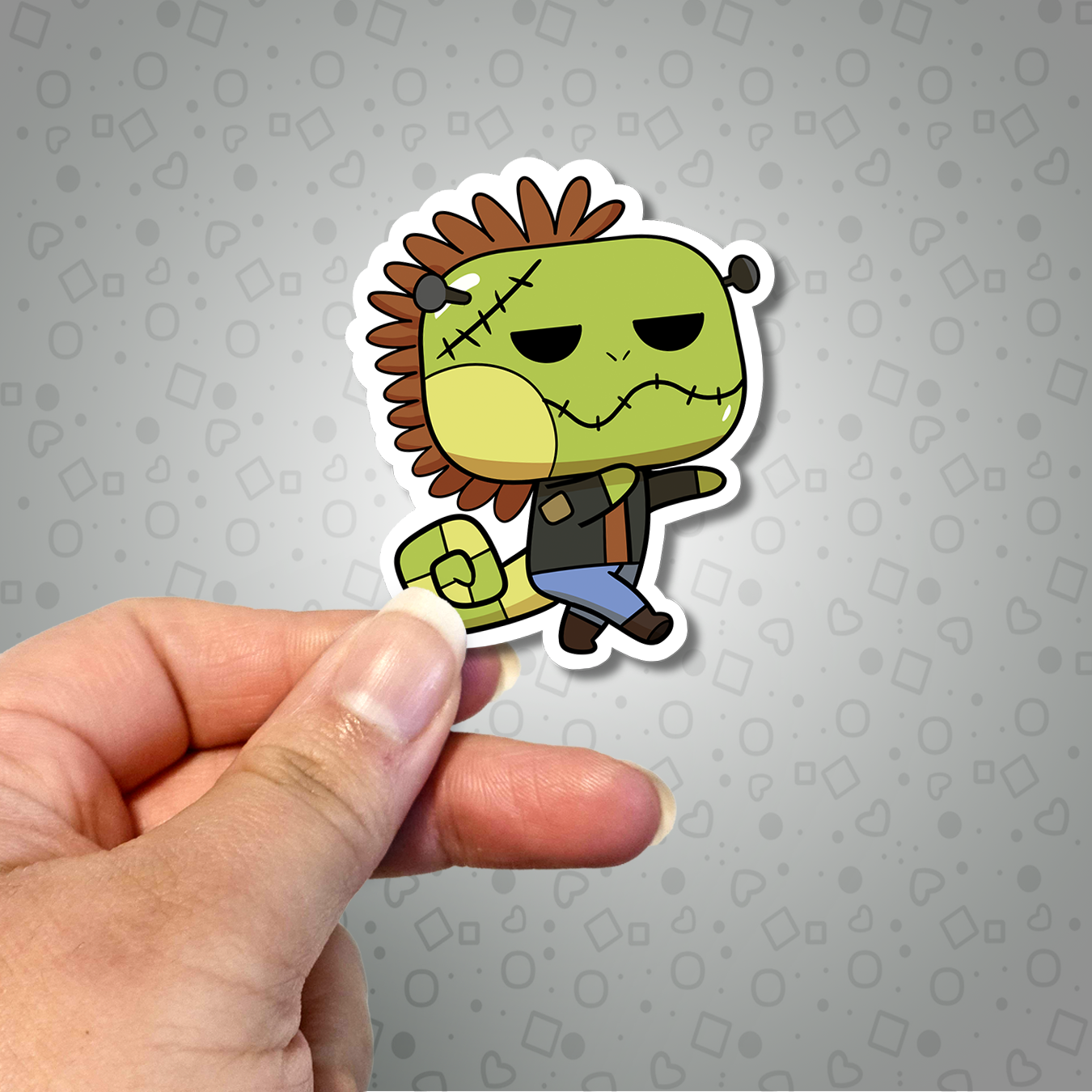 Funny Halloween Frankenstein Iguana Sticker