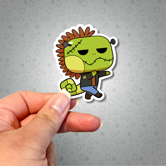 Funny Halloween Frankenstein Iguana Sticker