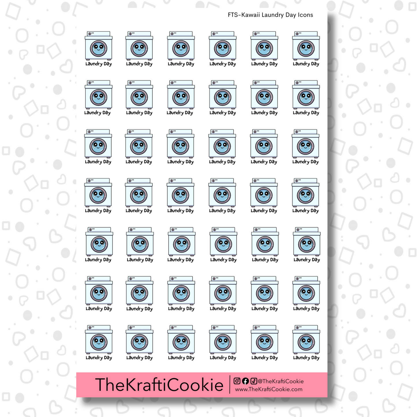 Kawaii Laundry Day Icons EC Sticker Sheet