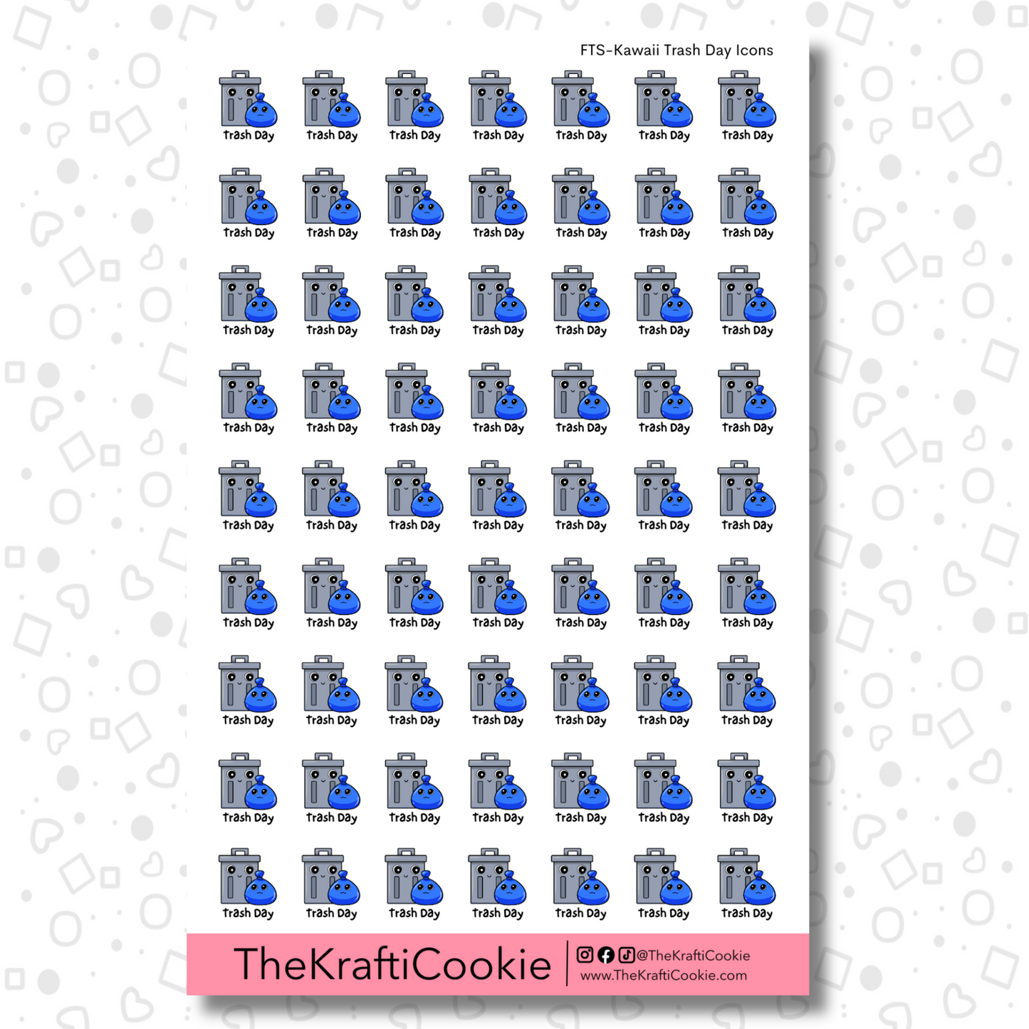 Kawaii Trash Day Icons EC Sticker Sheet