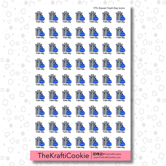 Kawaii Trash Day Icons EC Sticker Sheet