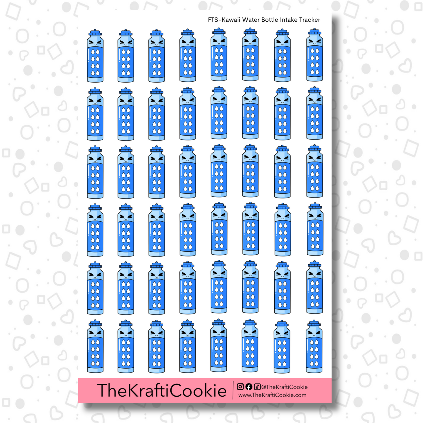 Kawaii Water Bottle Intake Trackers EC Sticker Sheet