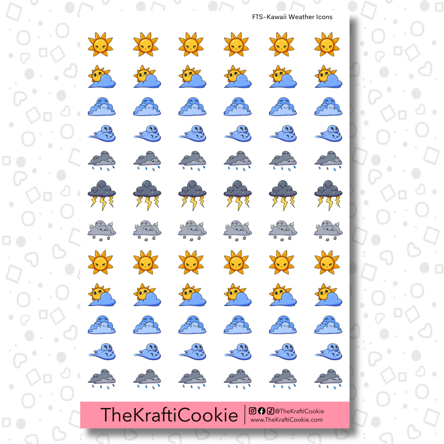 Kawaii Weather Icons EC Sticker Sheet