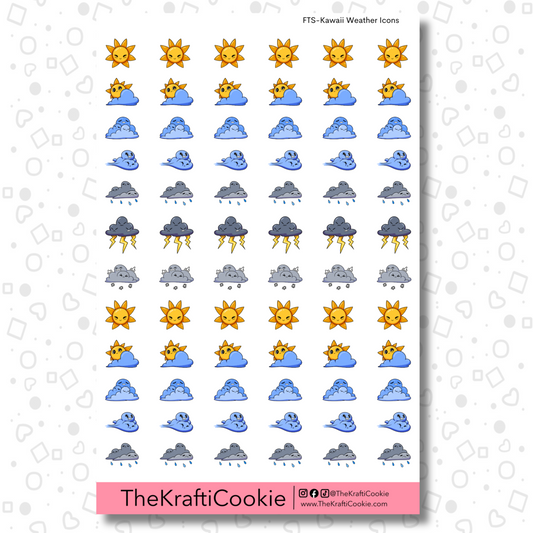 Kawaii Weather Icons EC Sticker Sheet