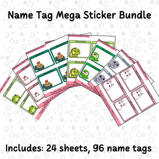 Kawaii Animal Name Tag Mega Sticker Bundle