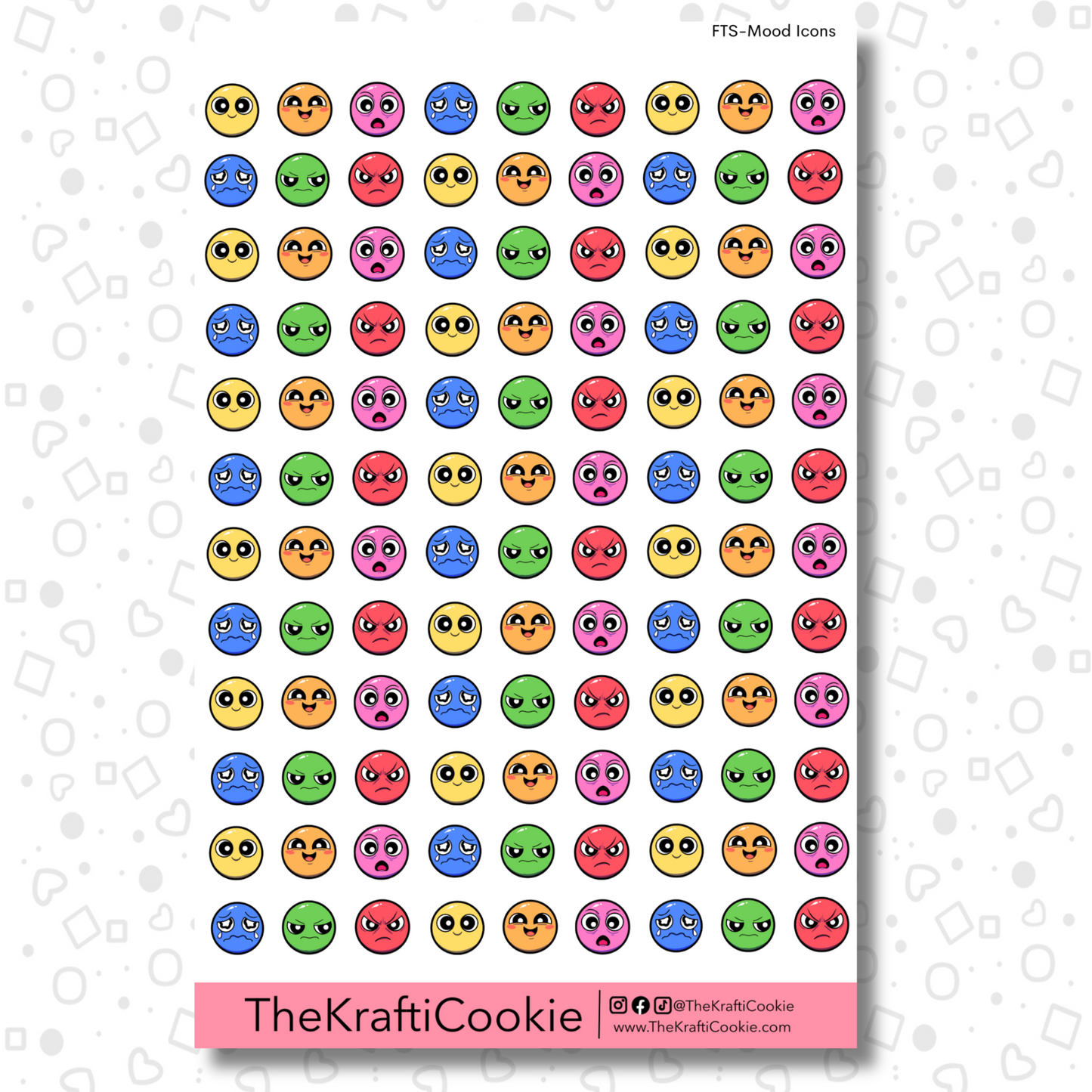 Cute Emoji Mood Icons EC Sticker Sheet