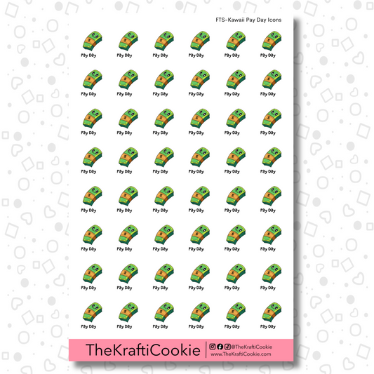 Kawaii Pay Day Icons EC Sticker Sheet