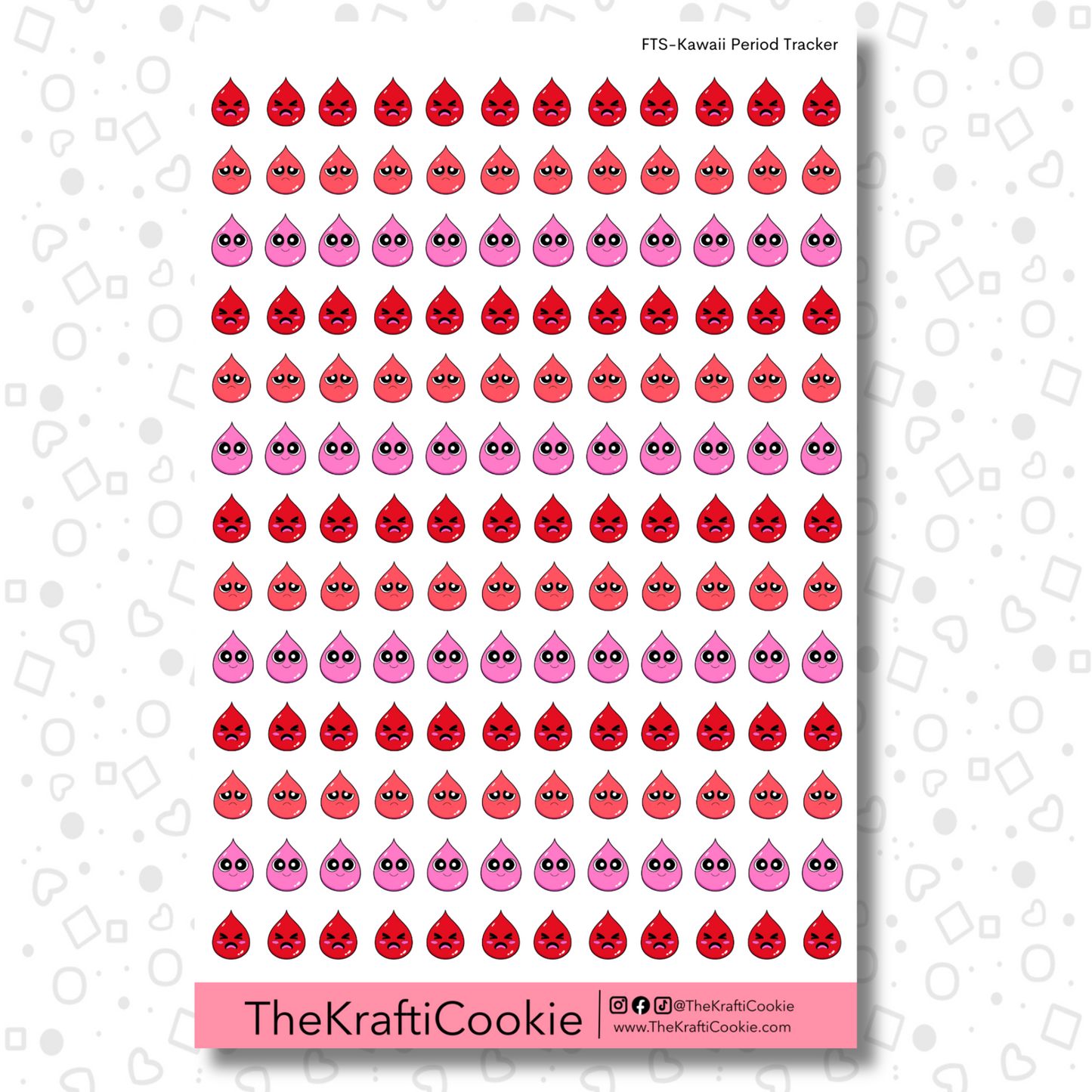 Kawaii Period Tracker Icons EC Sticker Sheet