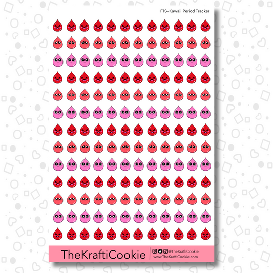 Kawaii Period Tracker Icons EC Sticker Sheet