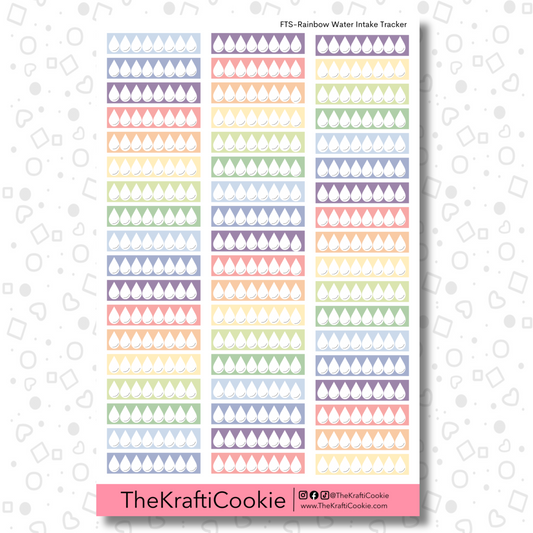 Rainbow Water Bottle Intake Tracker EC Sticker Sheet