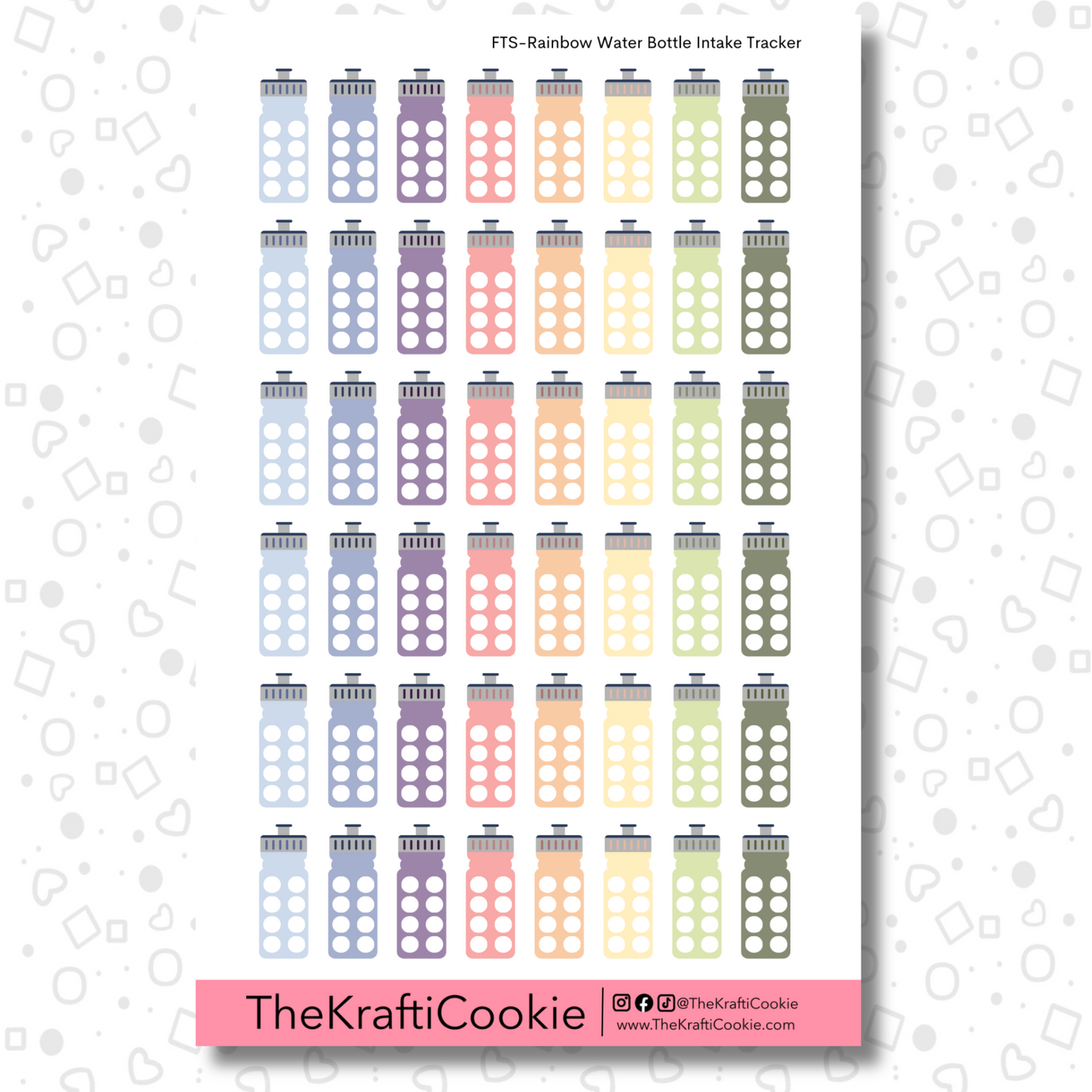 Rainbow Water Bottle Intake Tracker EC Sticker Sheet