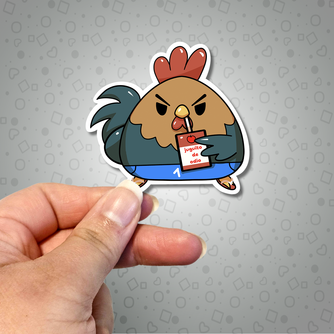 Funny Kawaii Rooster Juguito de Odio Sticker