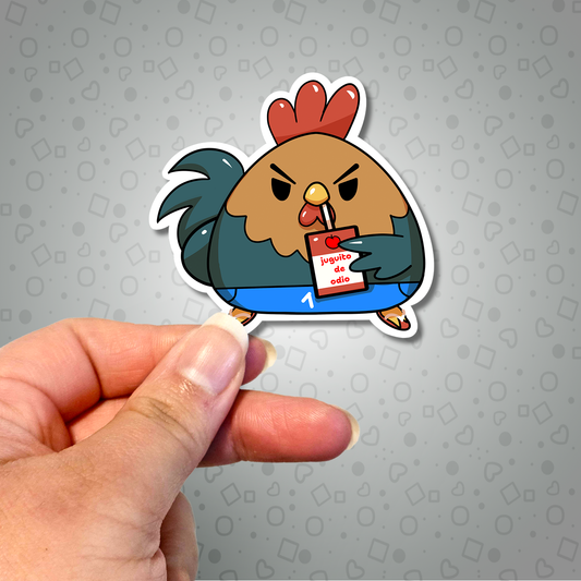 Funny Kawaii Rooster Juguito de Odio Sticker