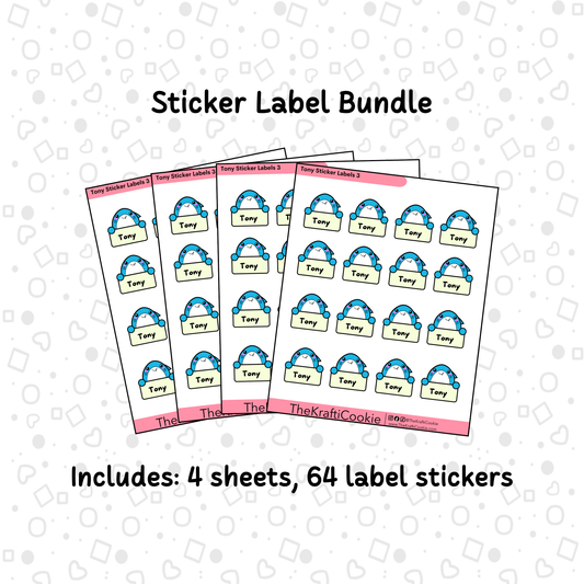 Kawaii Shark Kid Name Sticker Labels Bundle