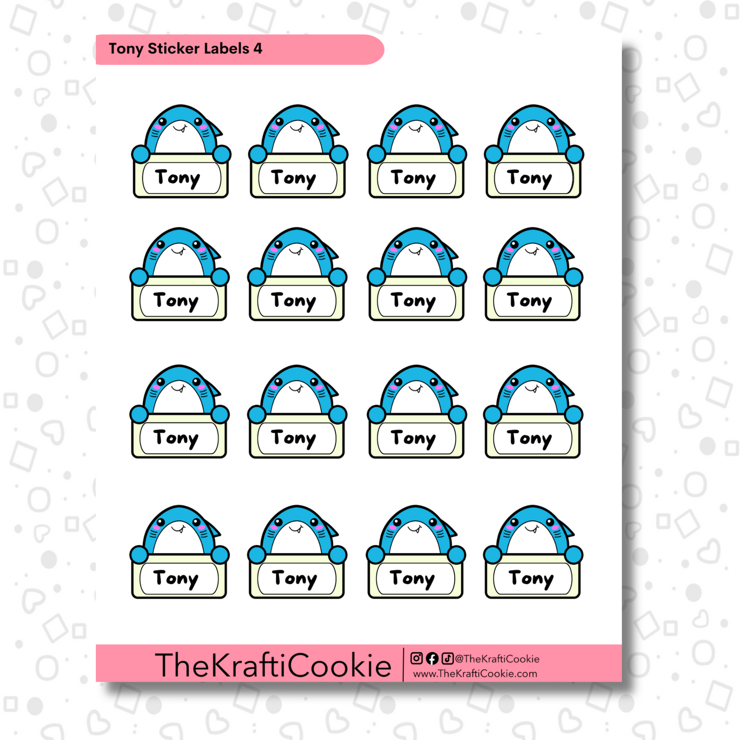 Kawaii Shark Kid Name Label