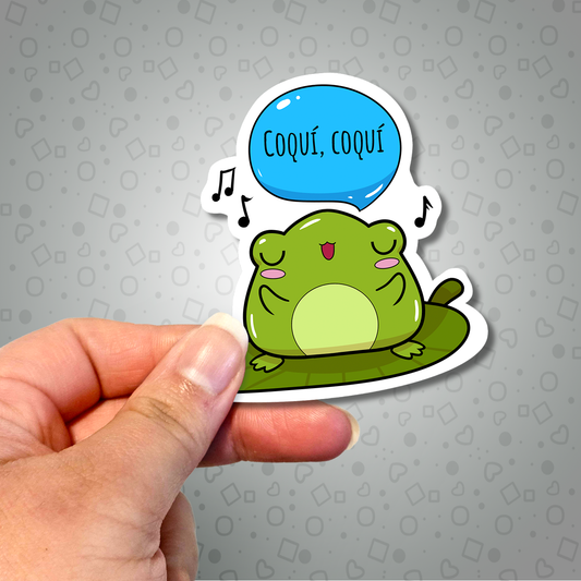 Kawaii Singing Puerto Rico Coquí Sticker