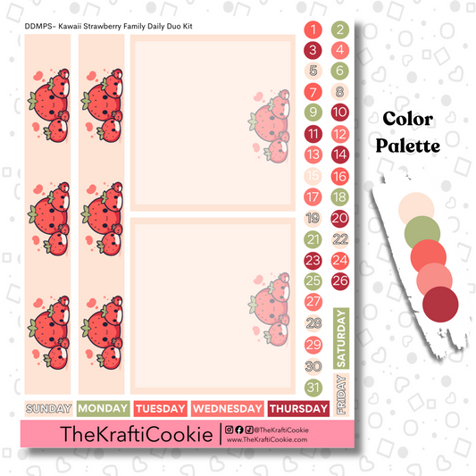 Kawaii Strawberry Family Daily Duo 7x9 Planner Kit