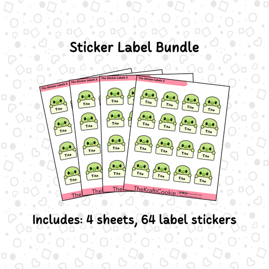 Kawaii Turtle Kid Name Sticker Labels Bundle