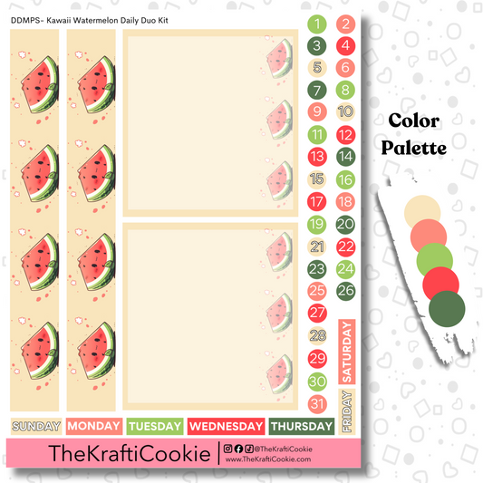 Kawaii Watermelon Daily Duo 7x9 Planner Kit